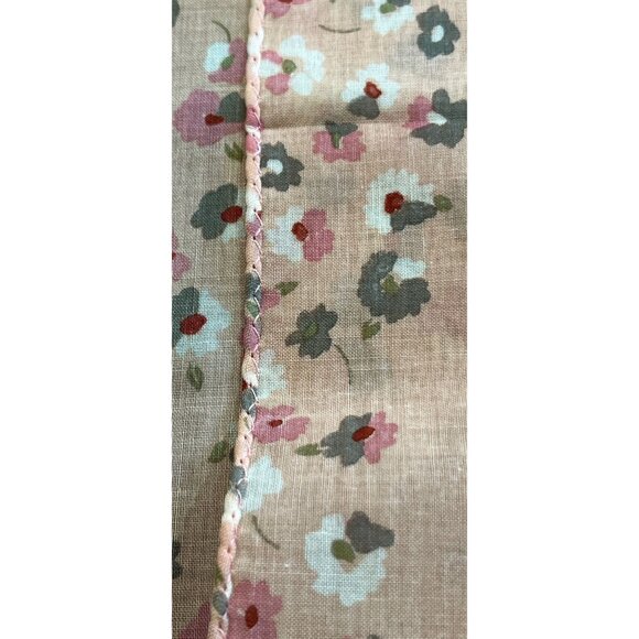 Vintage Margaret Howell Scarf Pink White Green Floral Print Rolled Edges Flowers - Picture 7 of 7